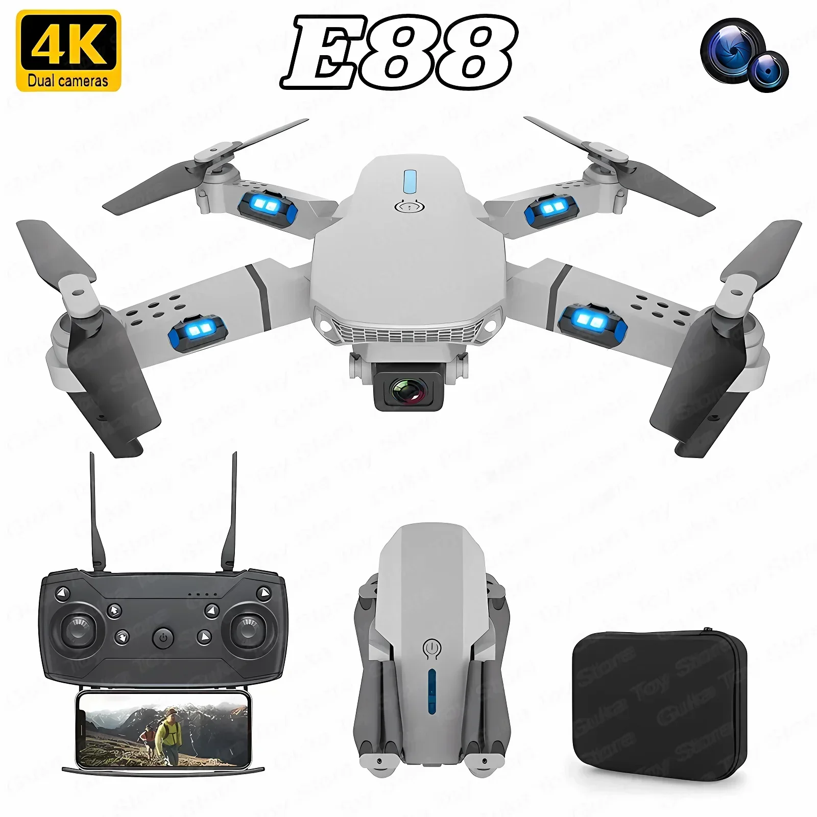 Drone Camera Hd - E88 Pro WIFI FPV Droneมุมกว้างHD 4K